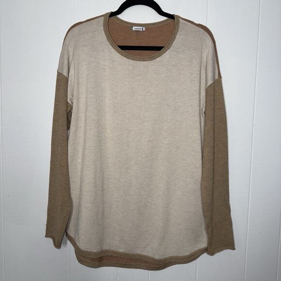 Smartwool Women’s Shadow Pine Colorblock Sweater Almond Heather Size Large - Picture 1 of 4